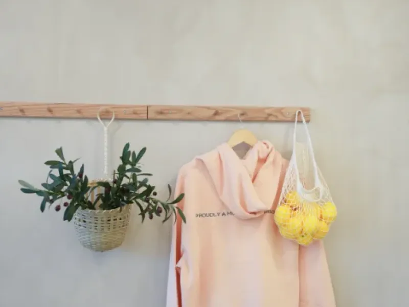 Eggstatic "Proudly a Morning Person" hoodies and lemon-filled mesh bag merch wall at Waterdown