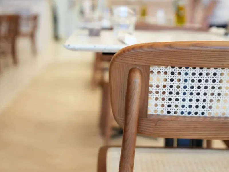 Bentwood chair with cane backrest in the Eggstatic Waterdown dining room on Hamilton Street North